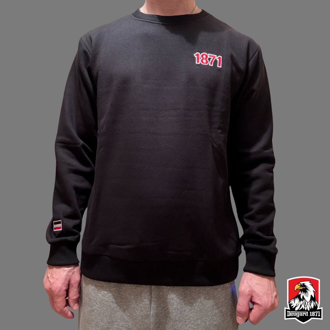 Schwarzes Sweatshirt 1871 mit Stickerei und Deutschlandflagge