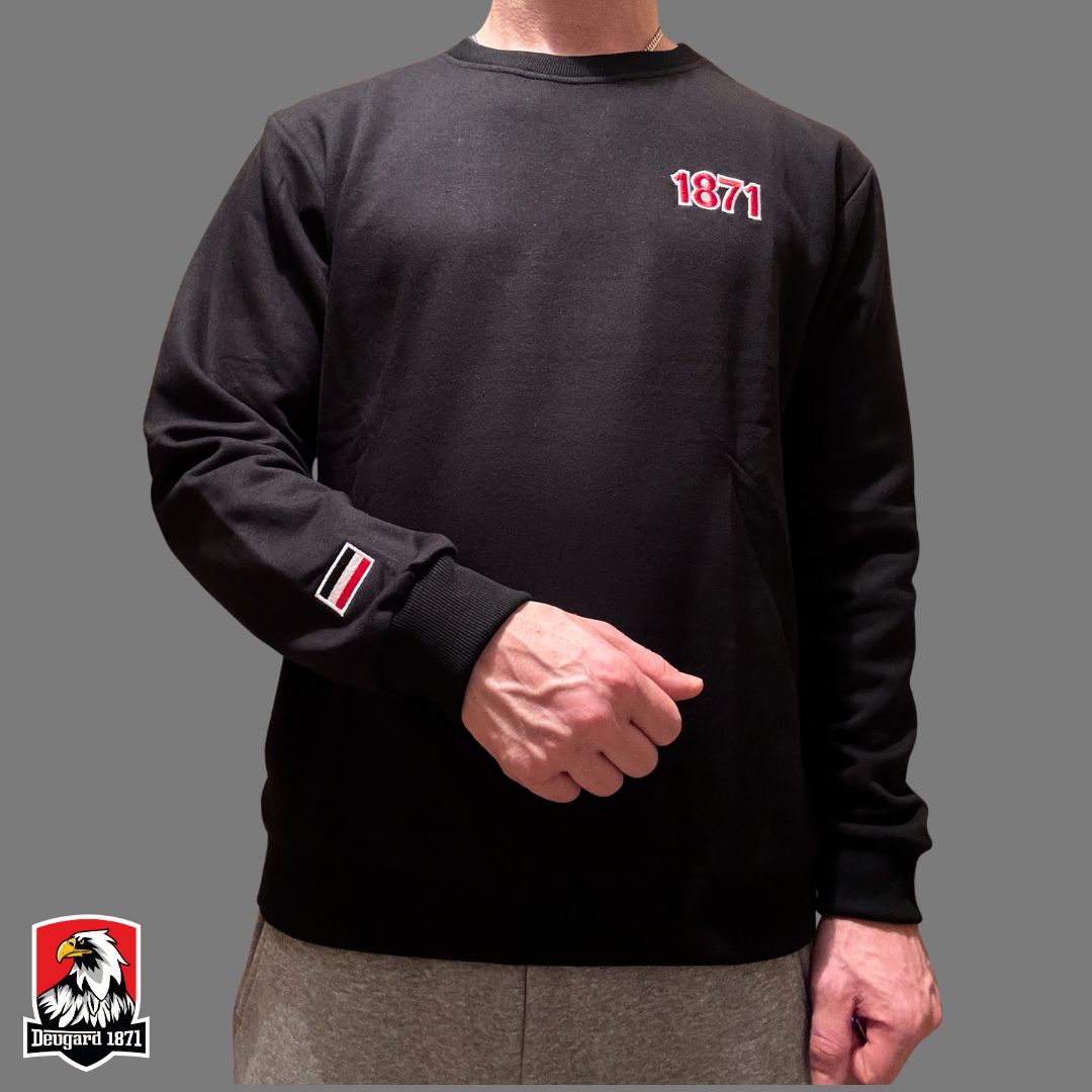 Schwarzes Sweatshirt 1871 mit Stickerei und Deutschlandflagge
