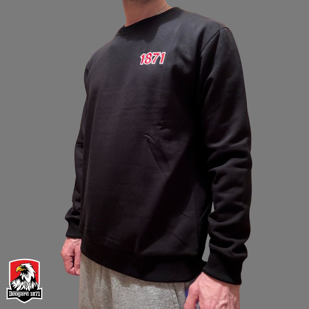 Schwarzes Sweatshirt 1871 mit Stickerei und Deutschlandflagge