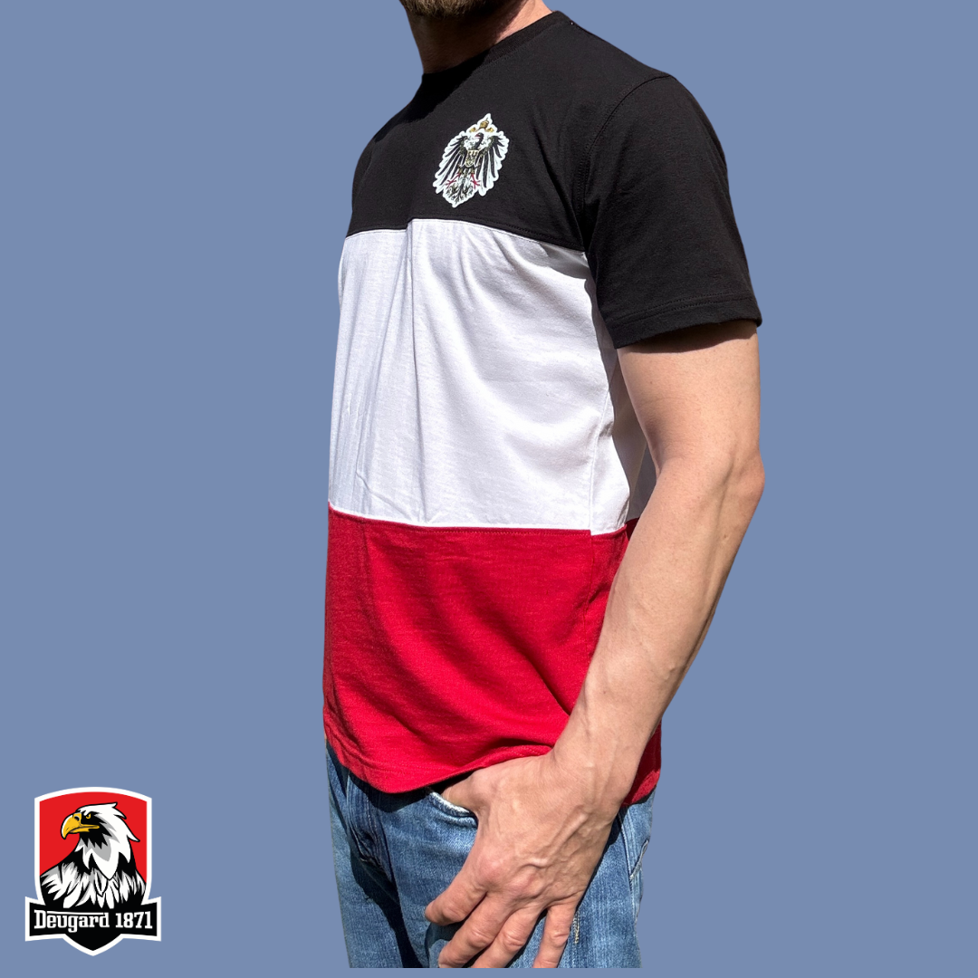 T-Shirt schwarz-weiß-rot gestreift