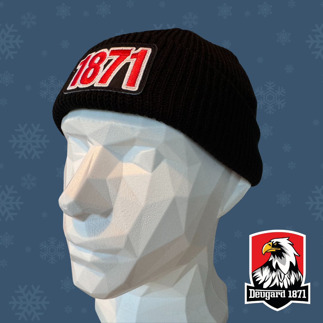 Wintermütze schwarz mit Aufnäher 1871
