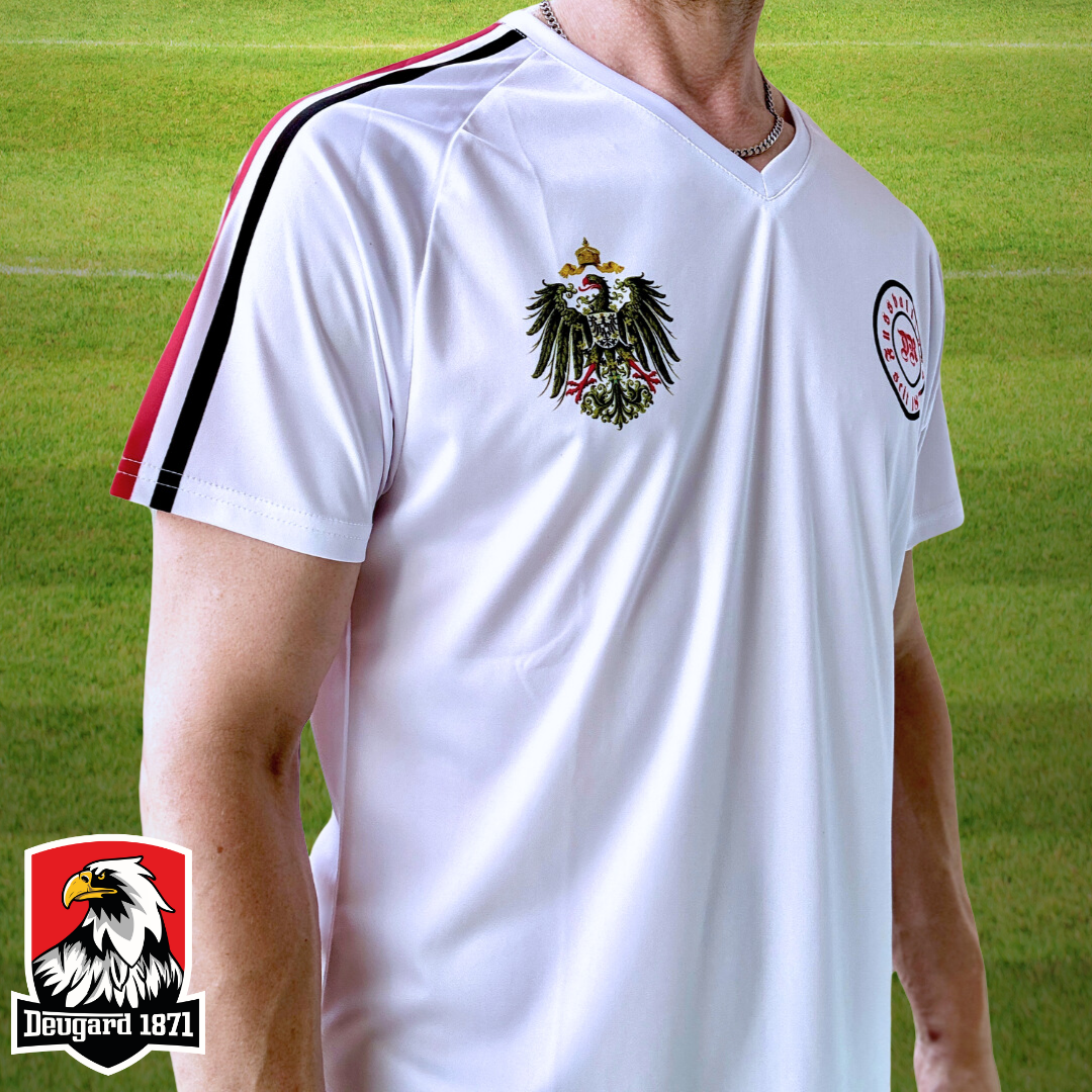 Fußball Trikot Kaiserreich in weiß, kleiner Adler mit schwarz-weiß-roten Streifen, Deutsches Reich