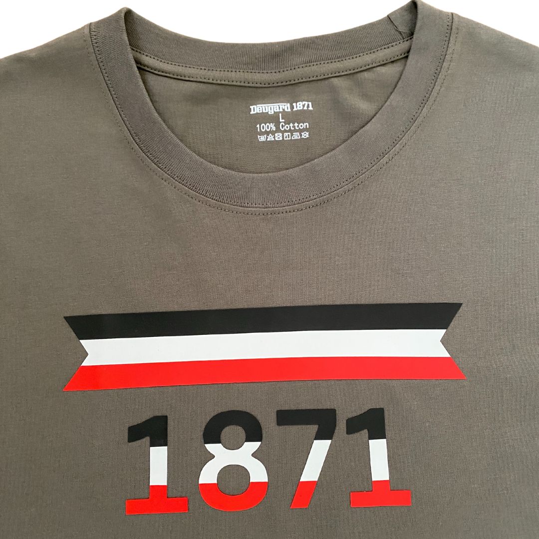 T-Shirt grau 1871 mit 3D- Silikonaufdruck Flagge Deutsches Reich