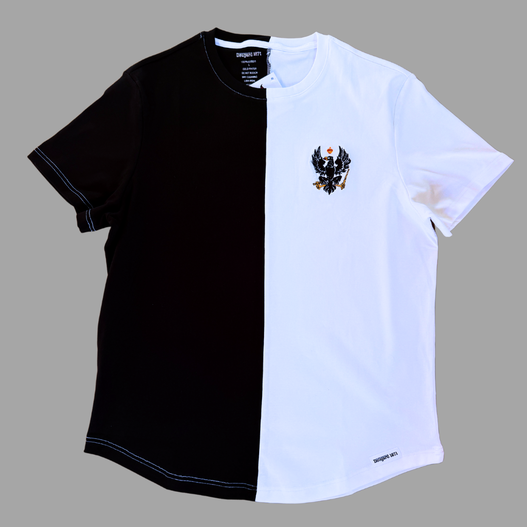T-Shirt Preußen in schwarz-weiß mit hochwertiger Stickerei Adler Königreich Preußen aufgestickt