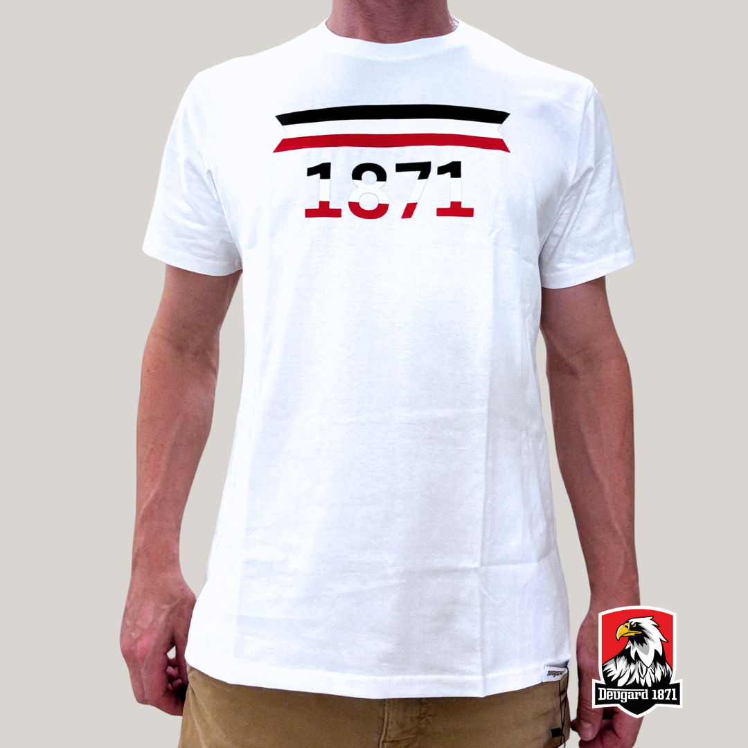 T-Shirt weiß 1871 mit Slikonaufdruck Flagge Deutsches Reich