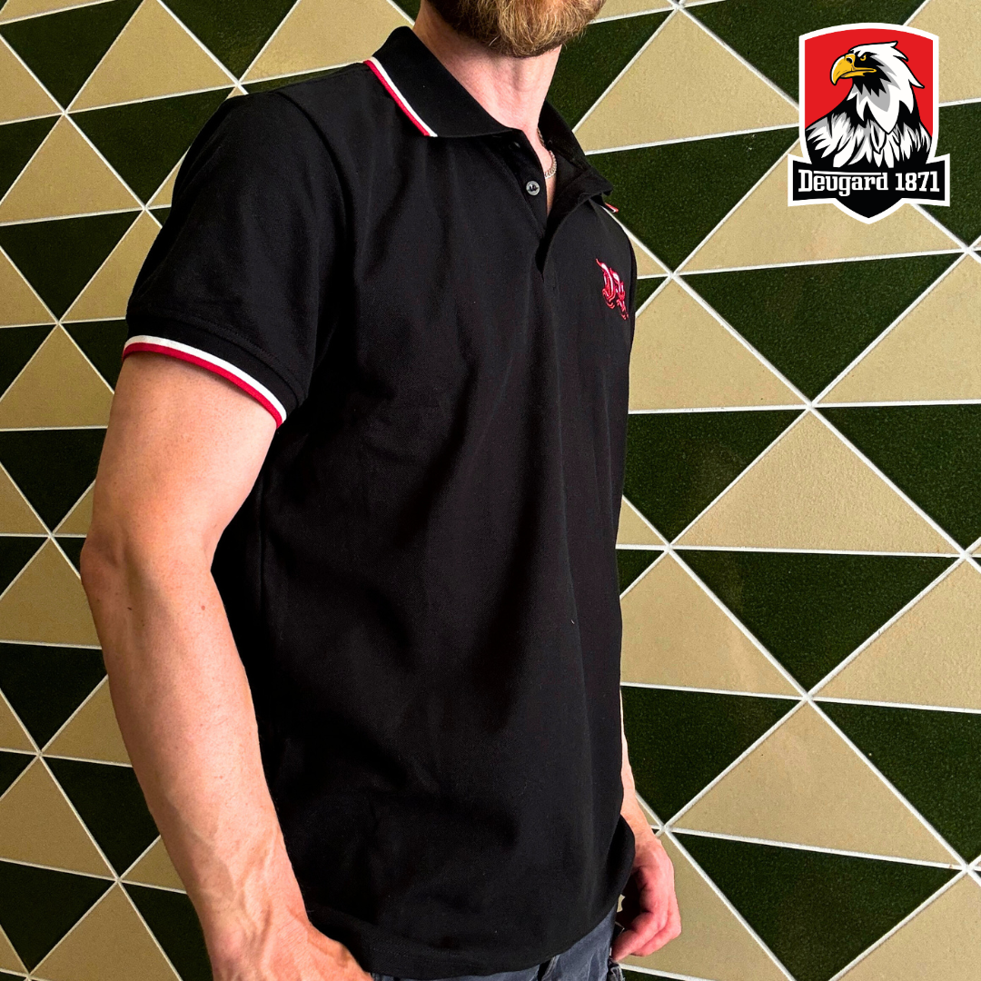 Schwarzes Polo Shirt Deutsches Reich mit DR Stickerei, Deutsches Kaiserreich