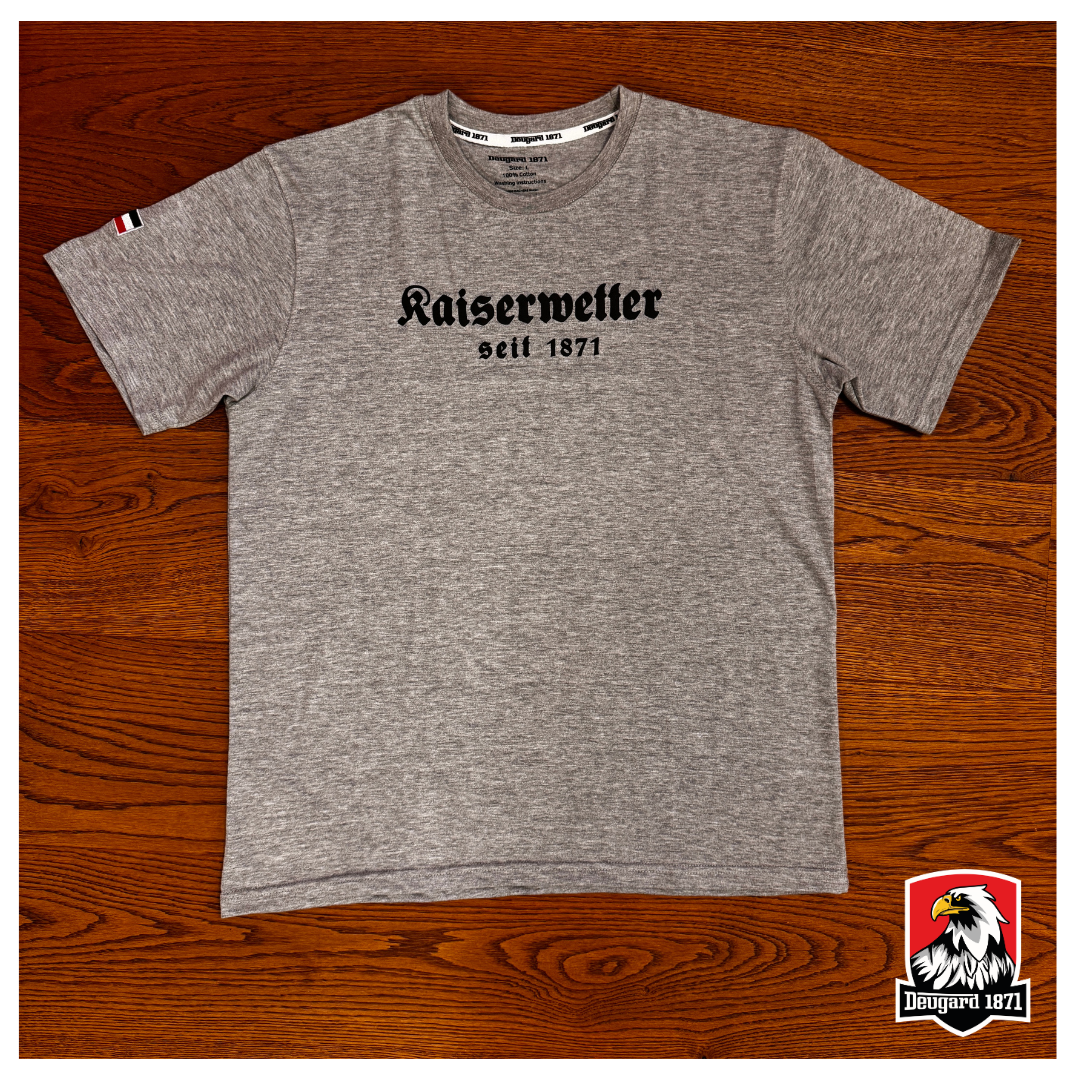 T-Shirt grau, schwarzer Aufdruck Kaiserwetter 1871