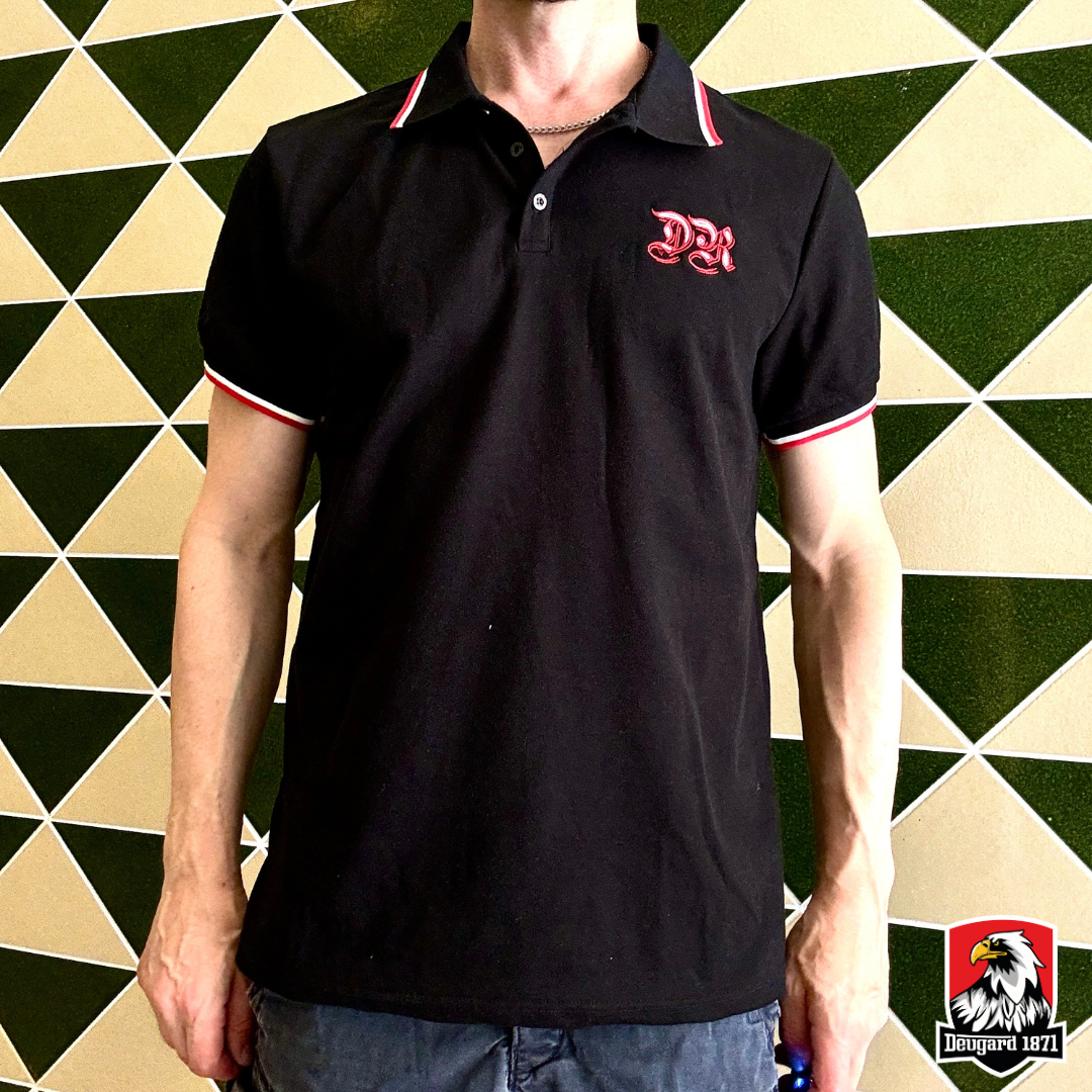 Schwarzes Polo Shirt Deutsches Reich mit DR Stickerei, Deutsches Kaiserreich