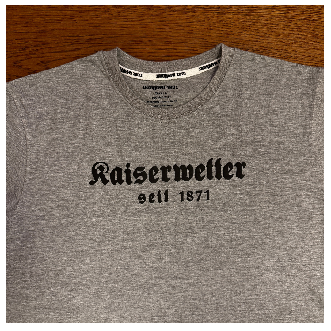 T-Shirt grau, schwarzer Aufdruck Kaiserwetter 1871