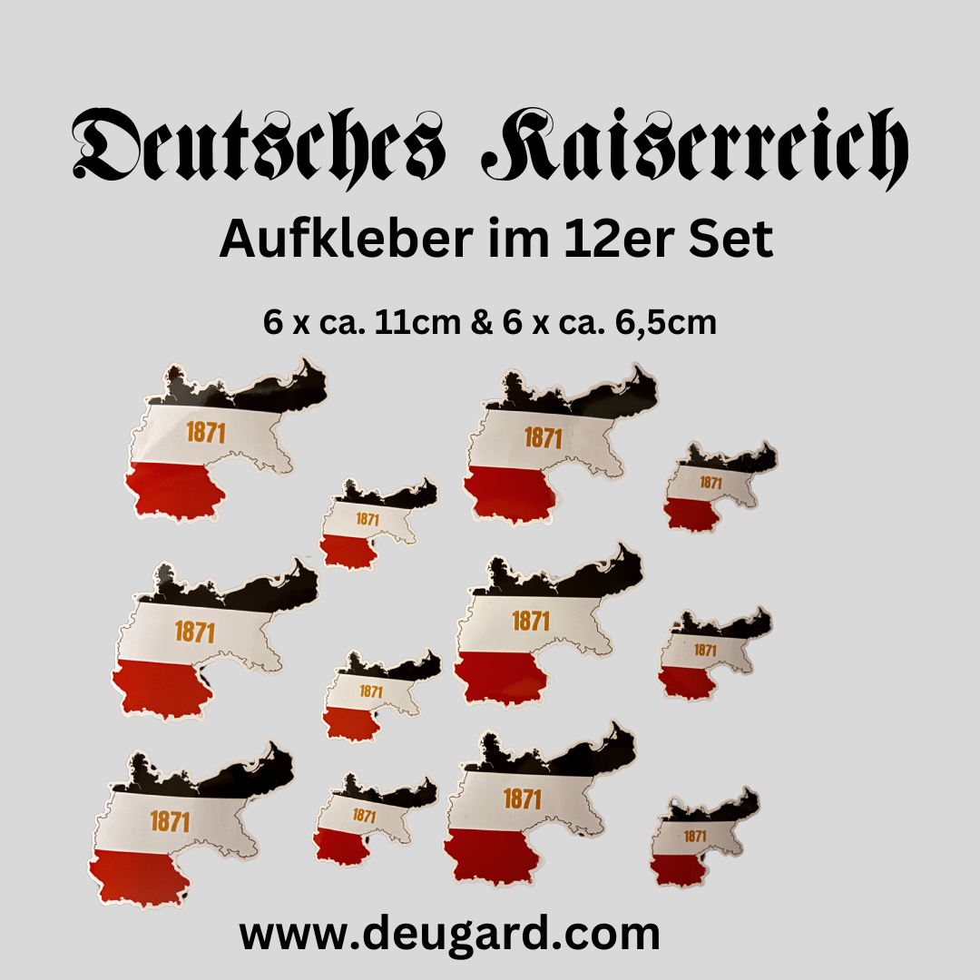 Aufkleber Landkarte Deutsches Kaiserreich, konturgeschnitten  im 12er Set