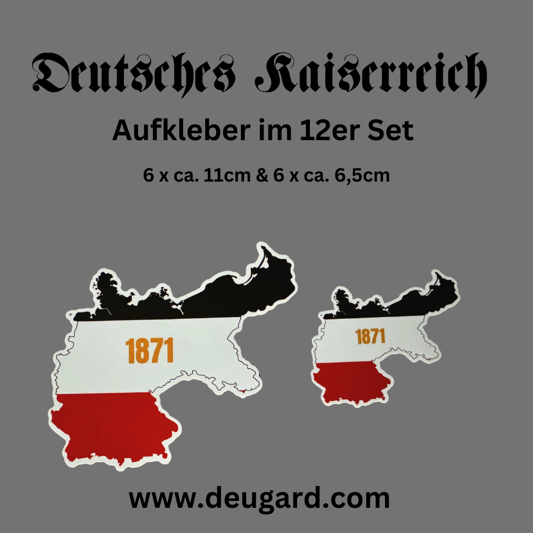 Aufkleber Landkarte Deutsches Kaiserreich, konturgeschnitten  im 12er Set