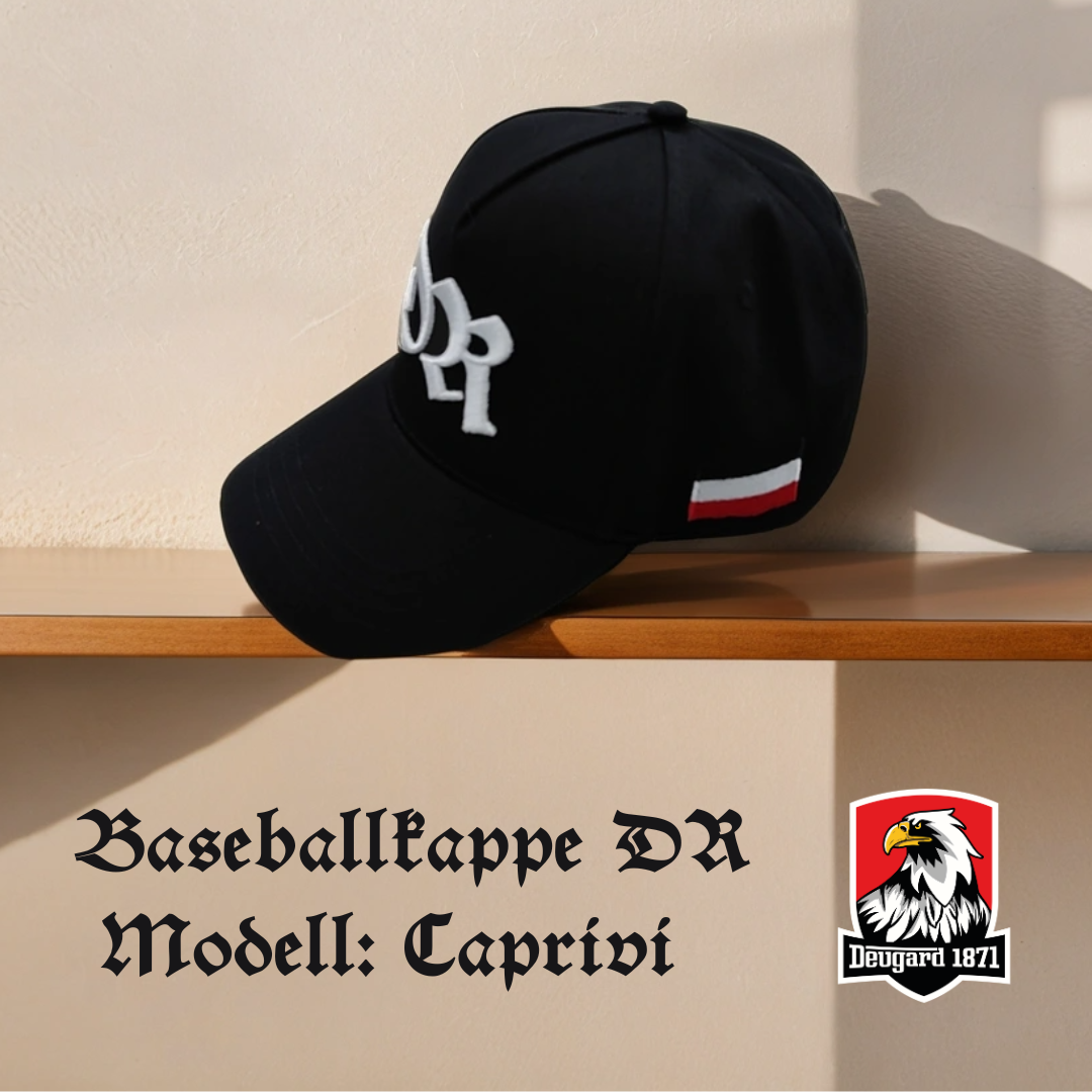 Baseball Kappe in schwarz, DR Stickerei, Modell: Caprivi