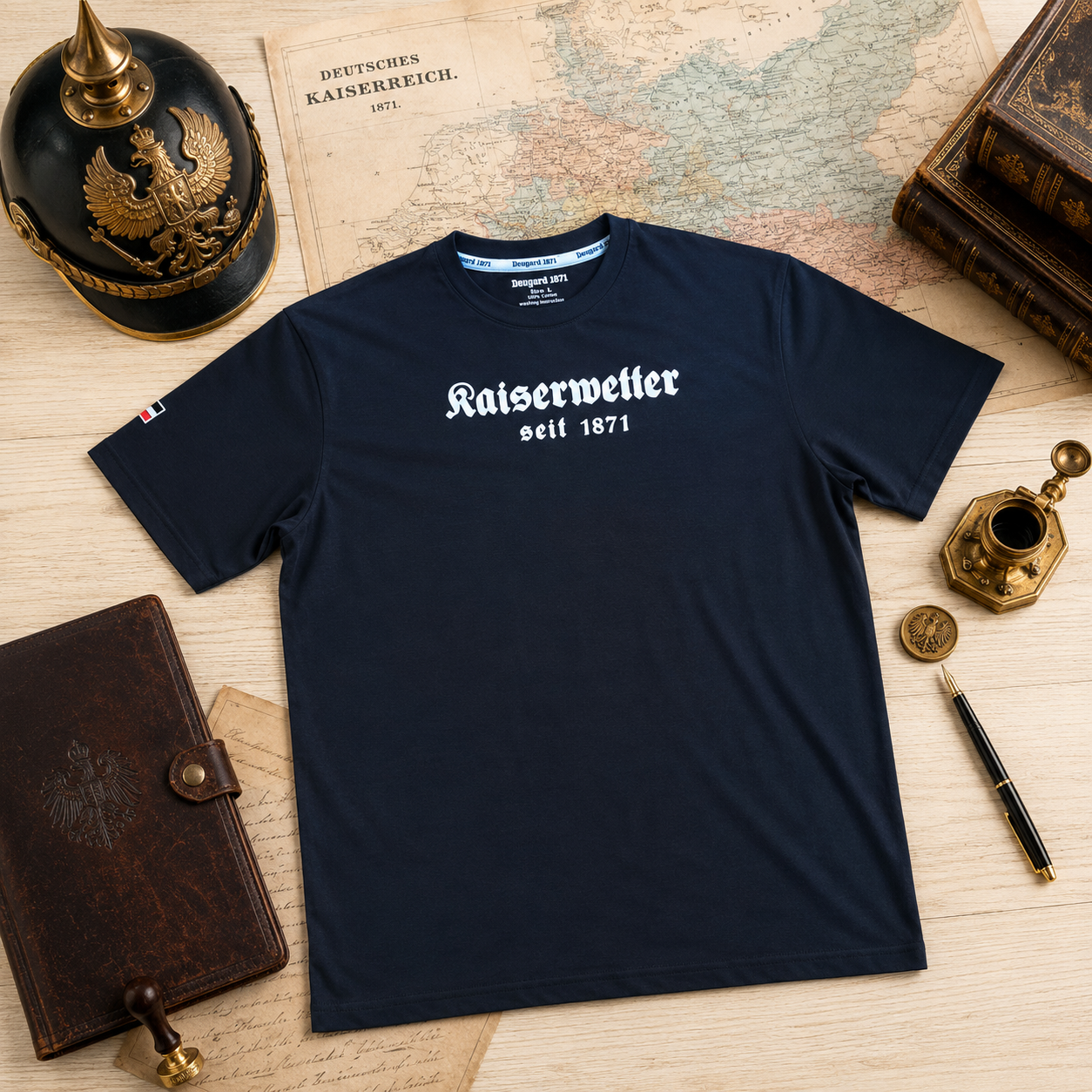 T-Shirt schwarz, weißer Aufdruck Kaiserwetter 1871