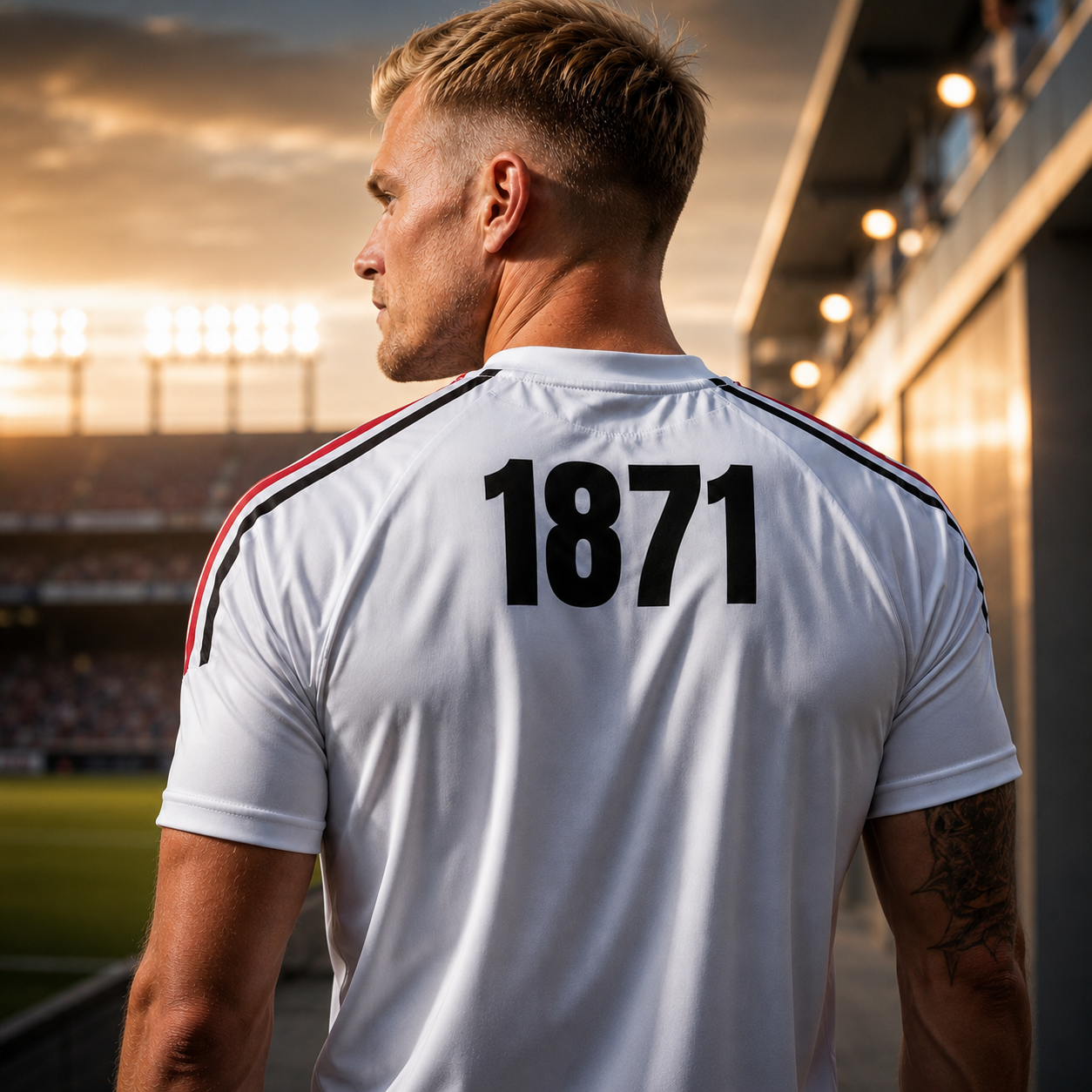 Fußball Trikot Kaiserreich in weiß, kleiner Adler mit schwarz-weiß-roten Streifen, Deutsches Reich