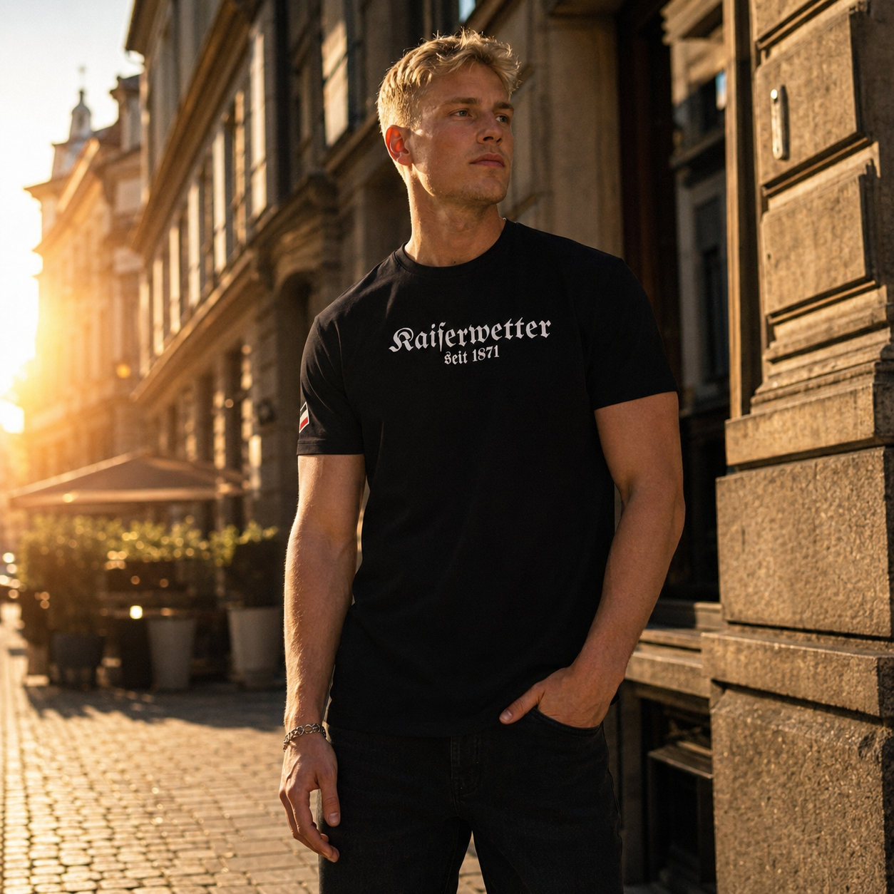 T-Shirt schwarz Stickerei Kaiserwetter seit 1871