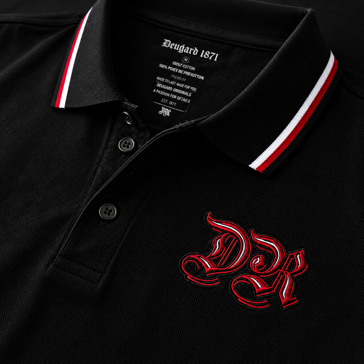 Schwarzes Polo Shirt Deutsches Reich mit DR Stickerei, Deutsches Kaiserreich