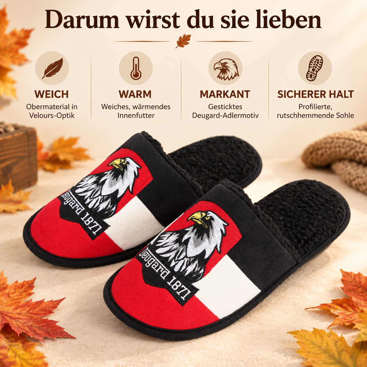 Deugard Herren-Hausschuhe – warm, bequem und markant
