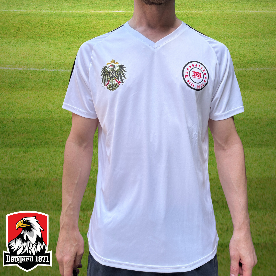 Fußball Trikot Kaiserreich in weiß, kleiner Adler mit schwarz-weiß-roten Streifen, Deutsches Reich