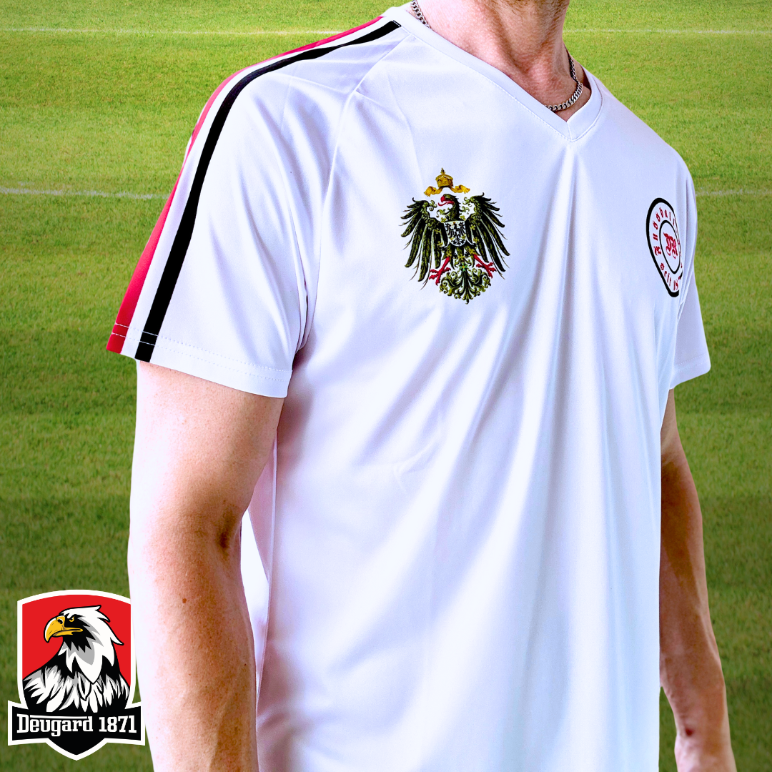 Fußball Trikot Kaiserreich in weiß, kleiner Adler mit schwarz-weiß-roten Streifen, Deutsches Reich