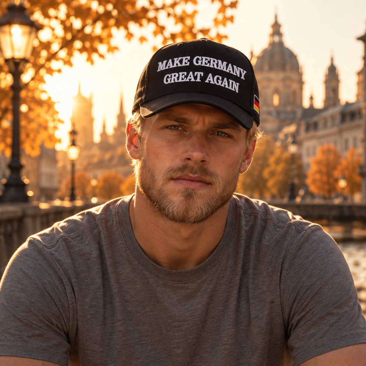 ⬛️🟥🟨"MAKE GERMANY GREAT AGAIN" schwarze Baseball Kappe weiße Schrift, Fahne schwarz-rot-gold
