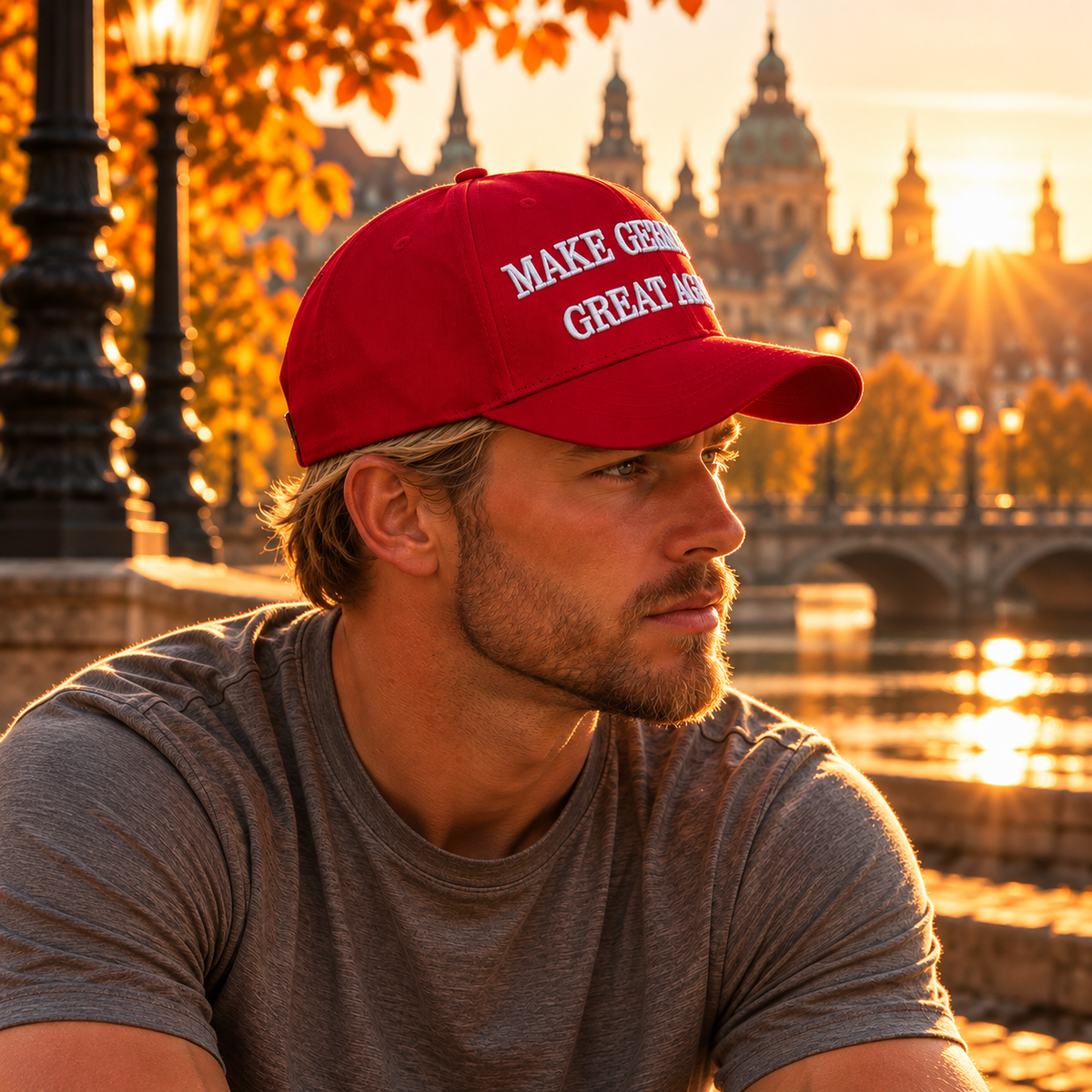 "Make Germany Great Again" rote Baseballkappe, schwarz-rot-goldene Fahne