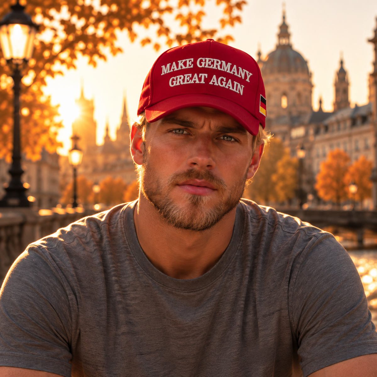 "Make Germany Great Again" rote Baseballkappe, schwarz-rot-goldene Fahne