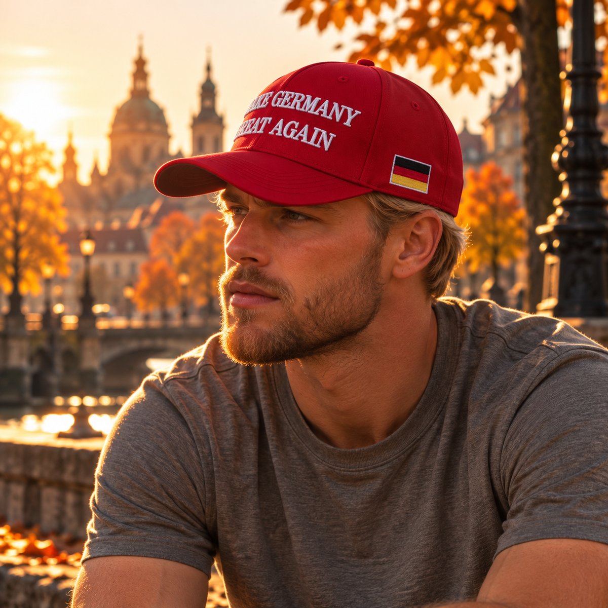 "Make Germany Great Again" rote Baseballkappe, schwarz-rot-goldene Fahne