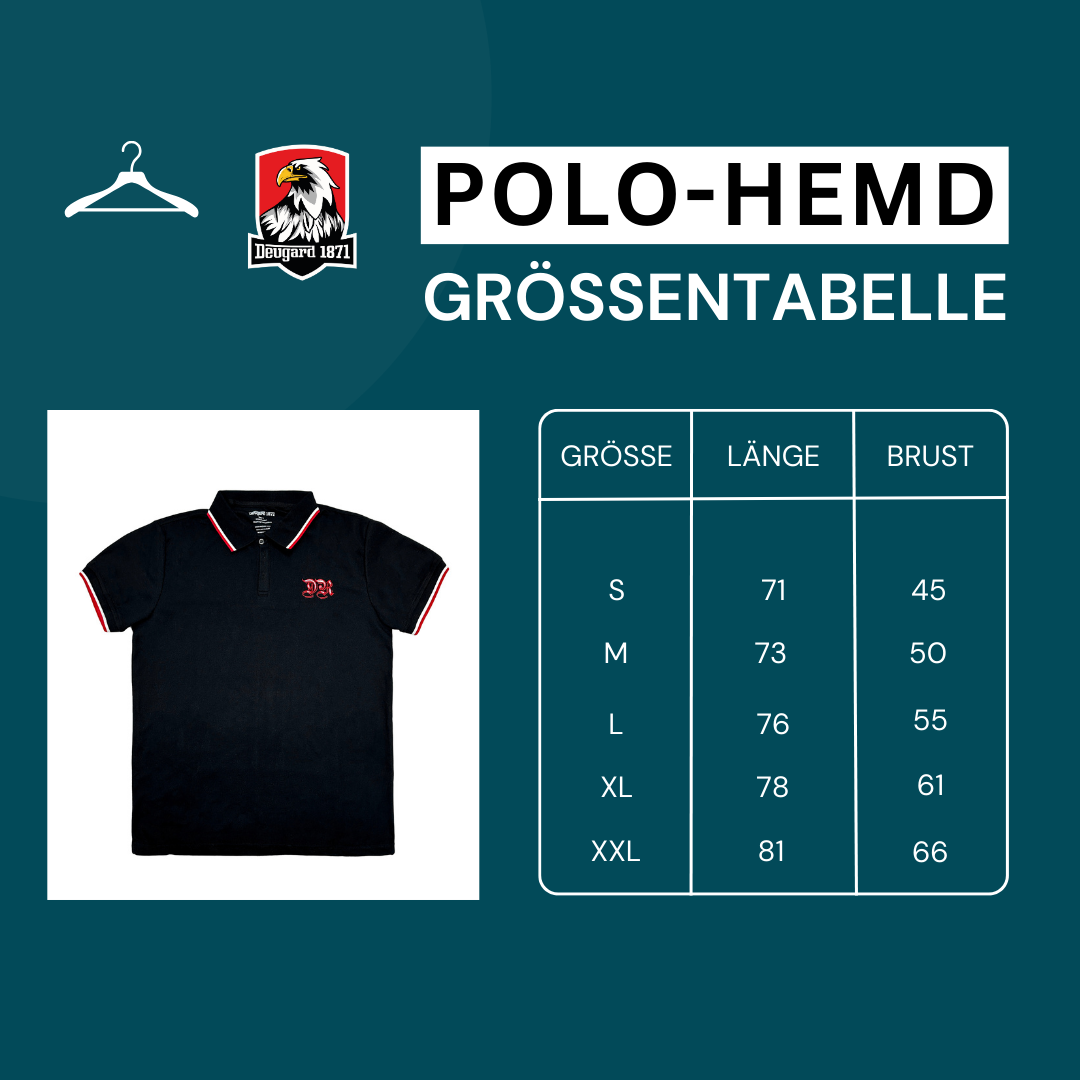 Schwarzes Polo Shirt Deutsches Reich mit DR Stickerei, Deutsches Kaiserreich