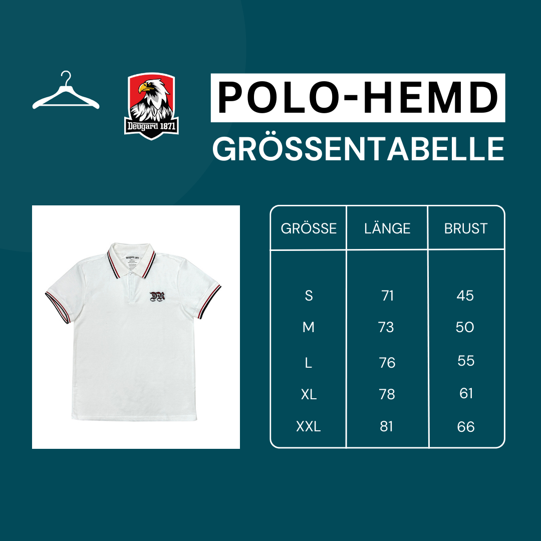 Weißes Polo Shirt Deutsches Reich mit DR Stickerei, Deutsches Kaiserreich