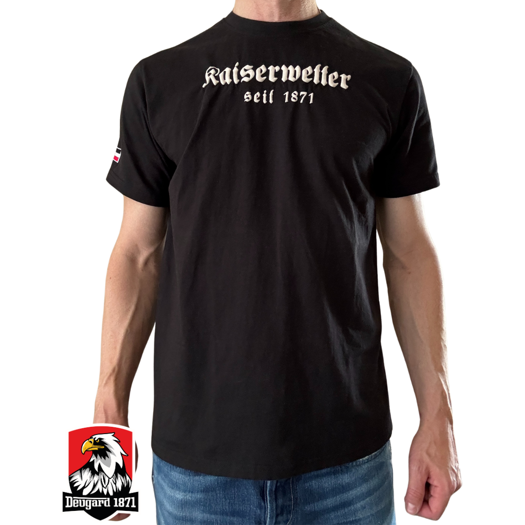 T-Shirt schwarz, weißer Aufdruck Kaiserwetter 1871