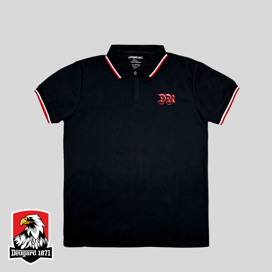 Schwarzes Polo Shirt Deutsches Reich mit DR Stickerei, Deutsches Kaiserreich