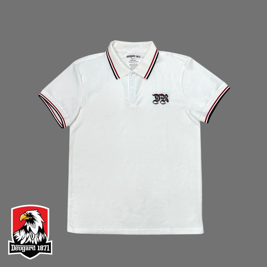 Weißes Polo Shirt Deutsches Reich mit DR Stickerei, Deutsches Kaiserreich