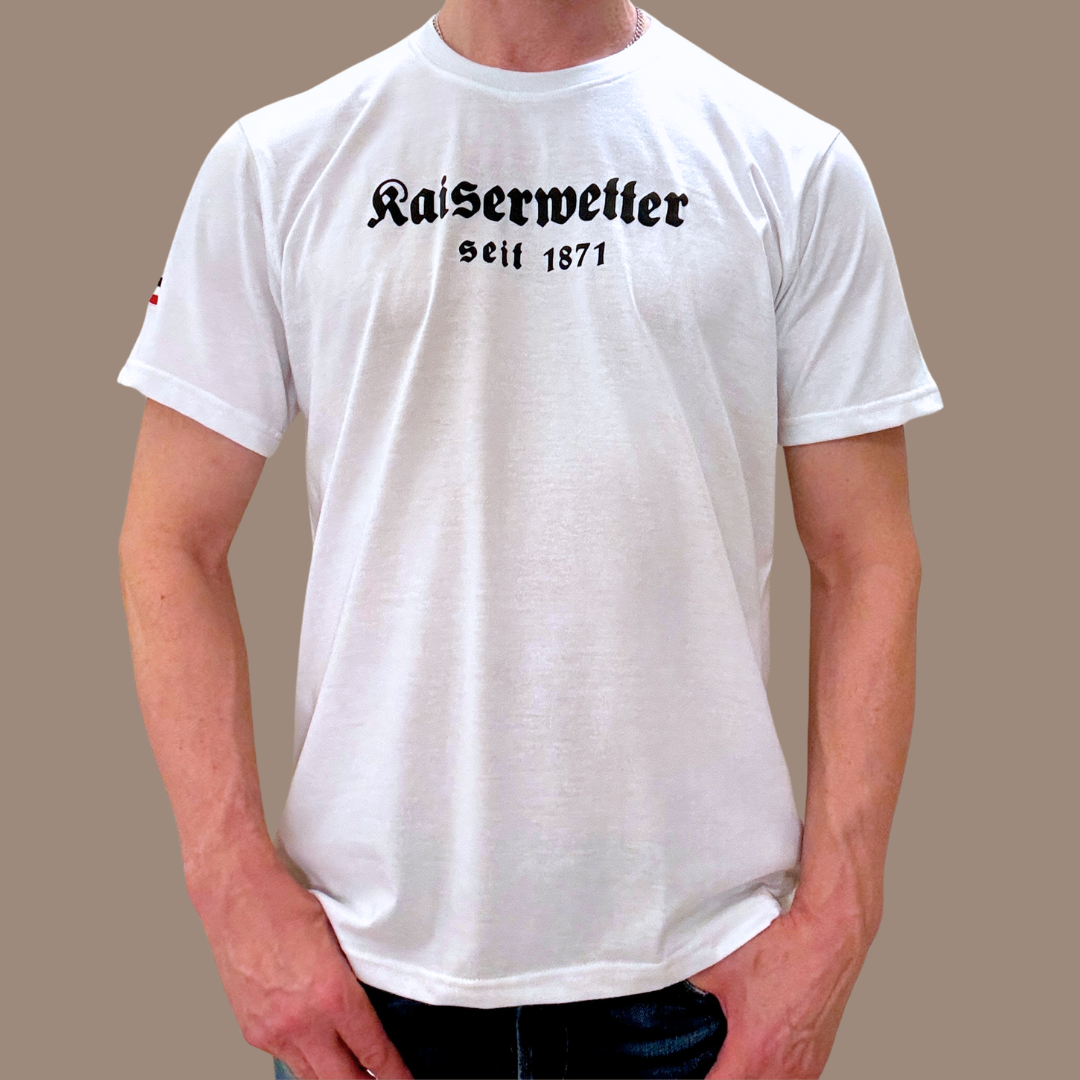 T-Shirt weiß, schwarzer Aufdruck Kaiserwetter 1871