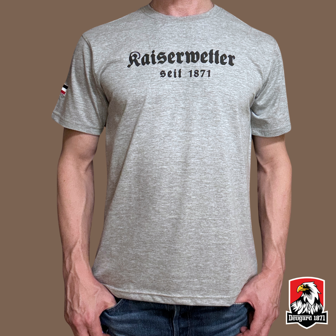 T-Shirt grau, schwarzer Aufdruck Kaiserwetter 1871