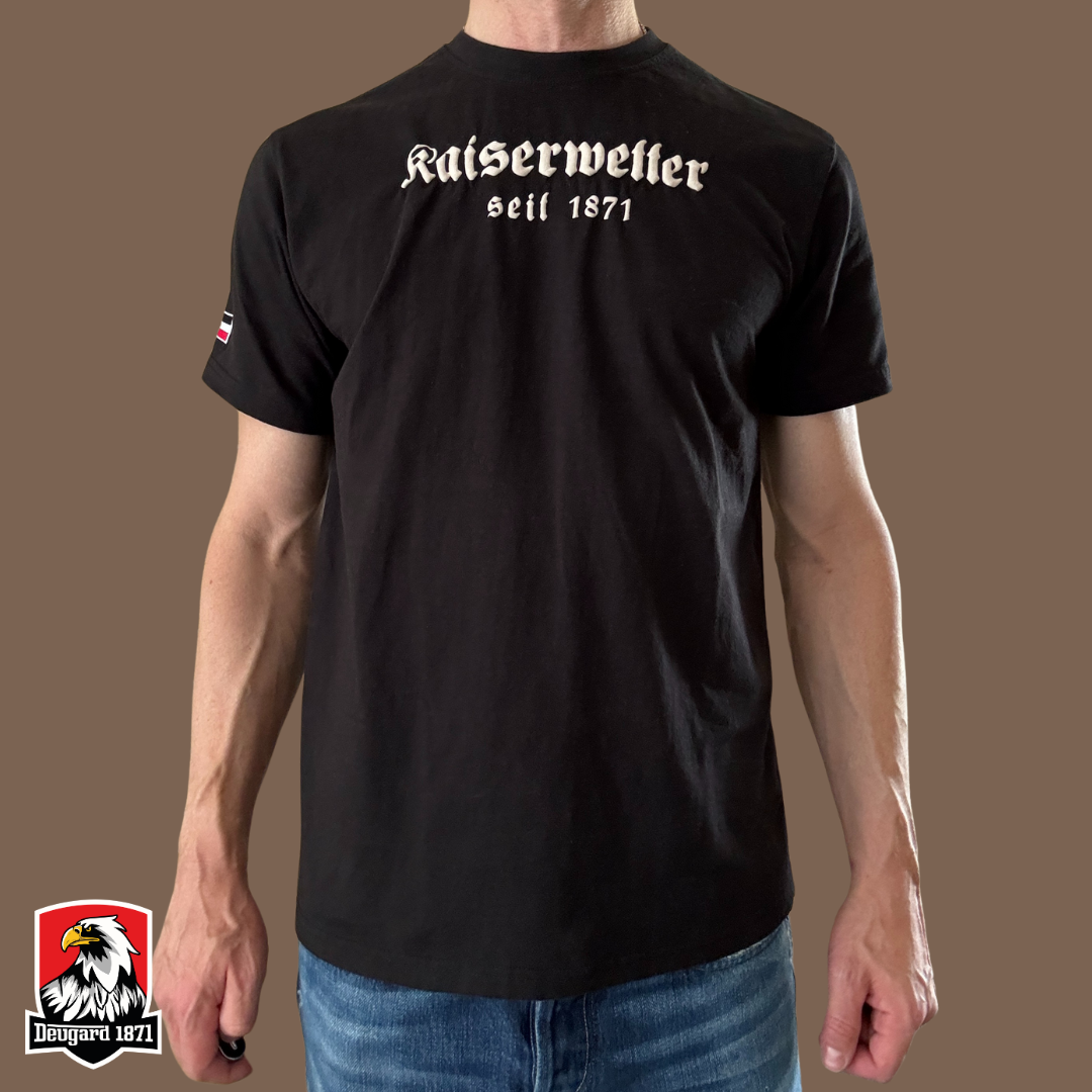 T-Shirt schwarz, weißer Aufdruck Kaiserwetter 1871