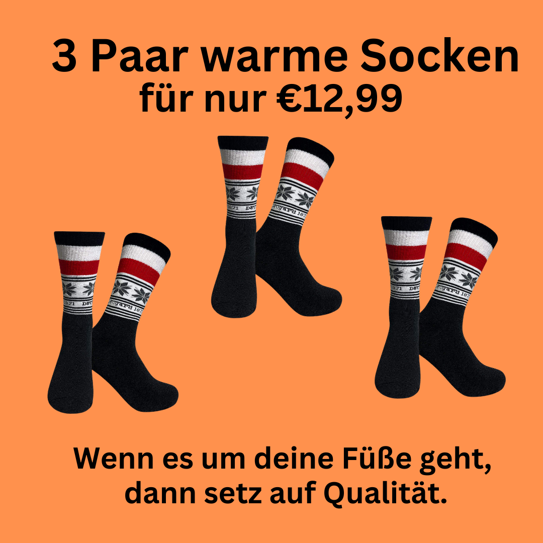 3er Wintersocken: stylisch und exklusiv, schwarz-weiß-roten Streifen