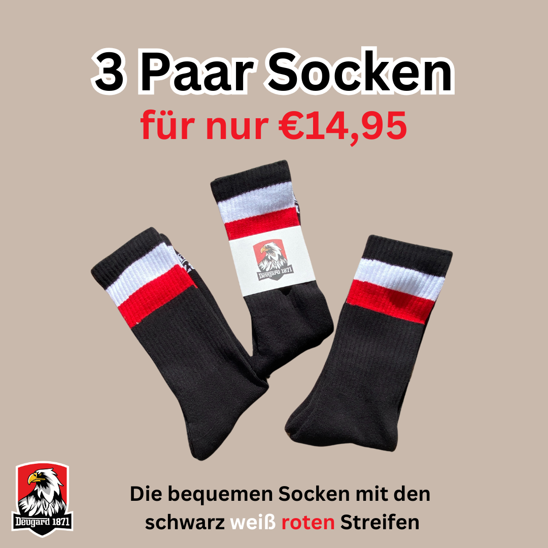 3er Pack schwarze Socken und 12 Set Aufkleber Landkarte Kaiserreich